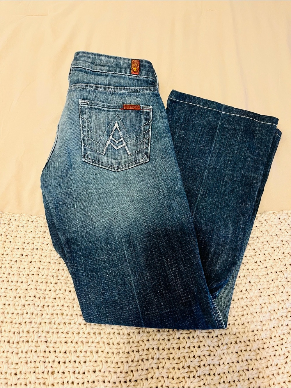7 For All Mankind Bootcut Jeans in Blue Denim